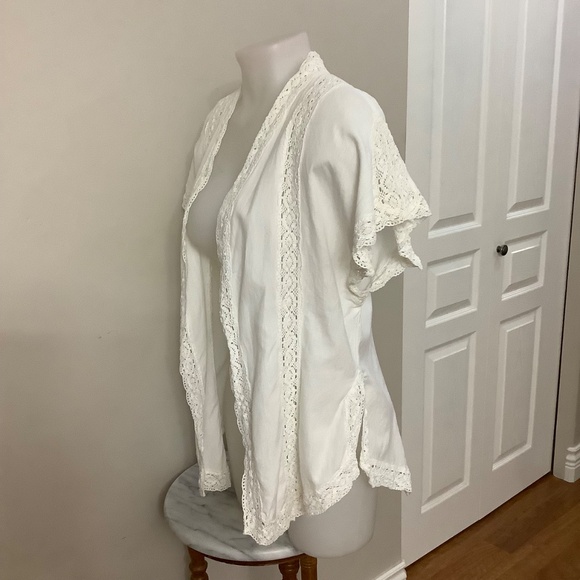 April Cornell Cream Lace Trim Blouse - Picture 7 of 8